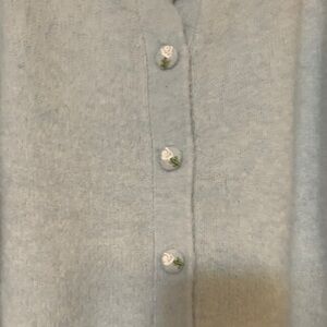 Laura Ashley Soft Blue Cardigan with Floral Accents